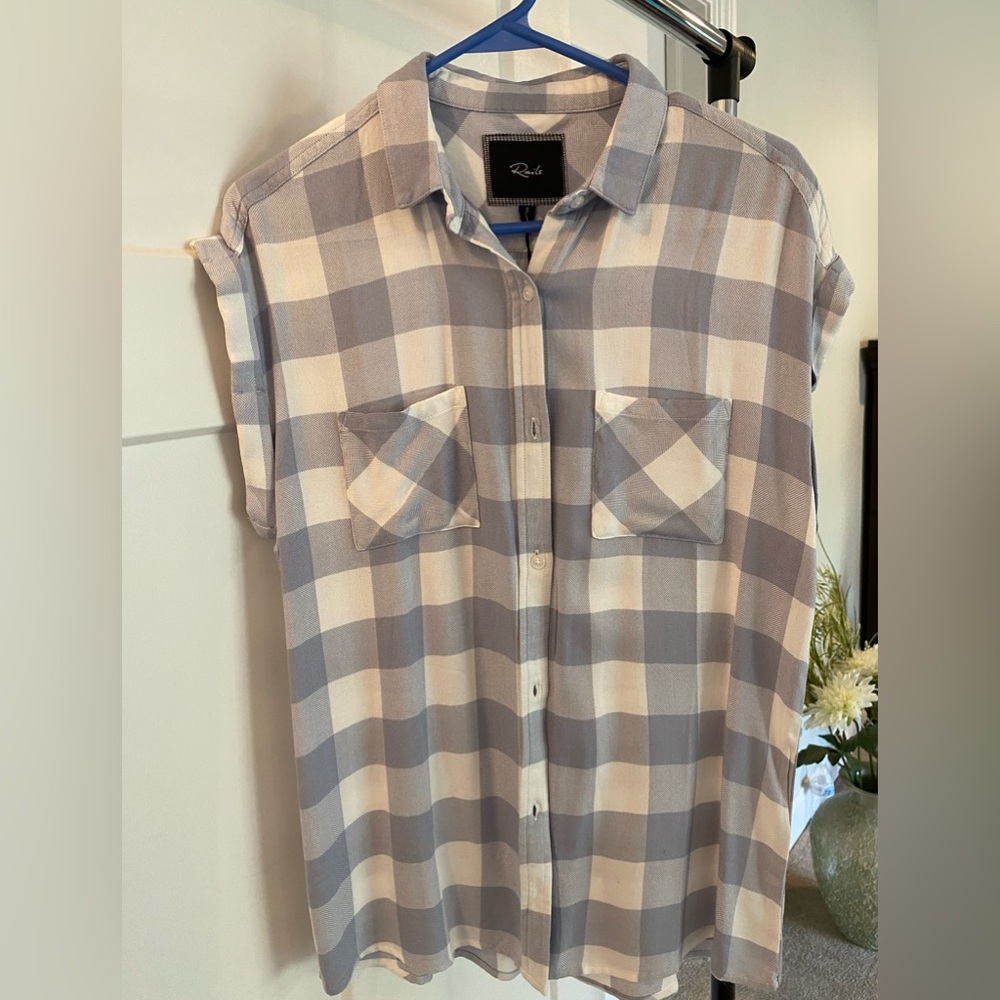 Rails Soft Checkered Sleeveless Top.